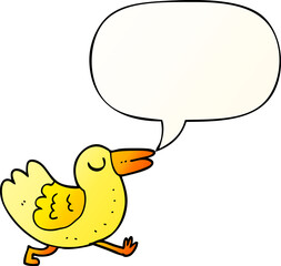 cartoon bird and speech bubble in smooth gradient style