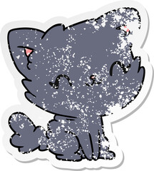 distressed sticker cartoon cute kawaii fluffy cat
