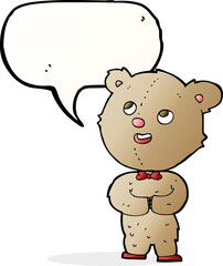 cartoon cute teddy bear with speech bubble
