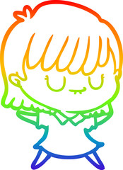 rainbow gradient line drawing cartoon woman
