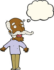 Obraz premium cartoon old man gasping in surprise with thought bubble