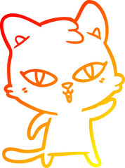 Fototapeta premium warm gradient line drawing cartoon cat