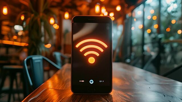 Business using smartphone with wifi icon. Close-up view of connecting smartphone to wifi, wireless access connection sharing network on internet concept 4k mp4