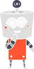 happy flat color style cartoon robot giggling