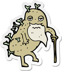 sticker of a cartoon old potato
