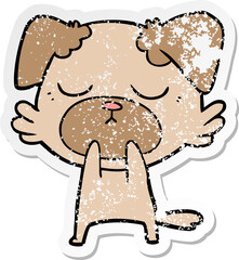 distressed sticker of a cute cartoon dog