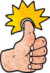 grunge textured illustration cartoon thumbs up symbol