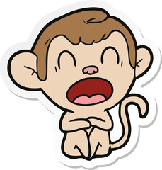 sticker of a yawning cartoon monkey