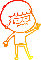 warm gradient line drawing cartoon annoyed man