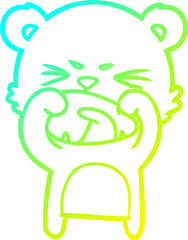 cold gradient line drawing angry cartoon bear