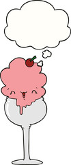 cute cartoon ice cream desert and thought bubble