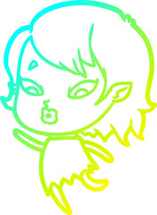 cold gradient line drawing cute cartoon vampire girl
