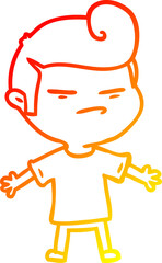 warm gradient line drawing cartoon cool guy with fashion hair cut