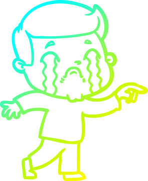 recommend clip art: cold gradient line drawing cartoon man crying