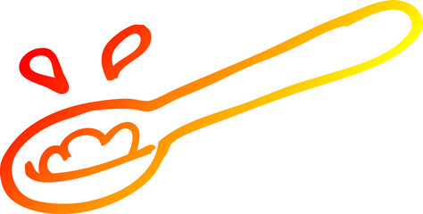 warm gradient line drawing cartoon ladle of food