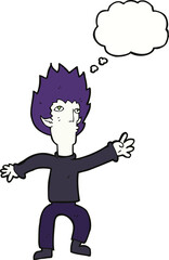 cartoon vampire with thought bubble