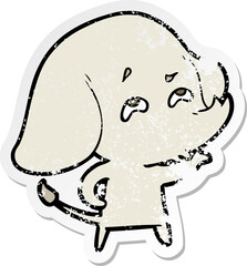 distressed sticker of a cartoon elephant remembering
