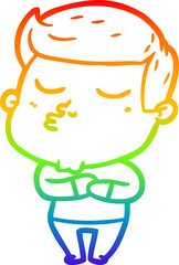 rainbow gradient line drawing cartoon model guy pouting