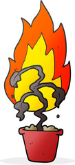 cartoon burning plant