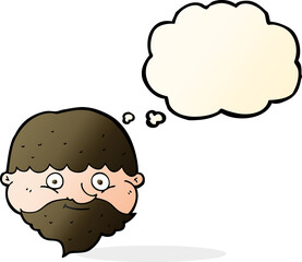 cartoon bearded man with thought bubble