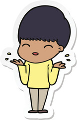sticker of a happy cartoon boy