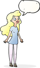 cartoon pretty girl with speech bubble