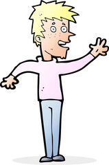 cartoon happy boy waving