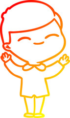 warm gradient line drawing cartoon smiling boy