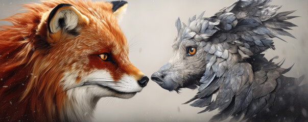 Fox and eagle oposite face.