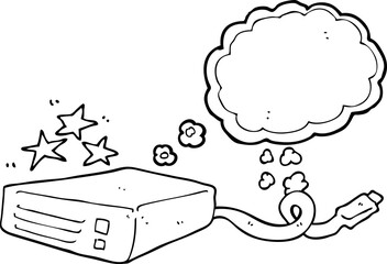 thought bubble cartoon computer hard drive