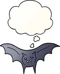 cartoon vampire bat and thought bubble in smooth gradient style