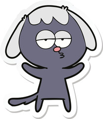 sticker of a cartoon bored dog