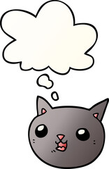 cartoon cat and thought bubble in smooth gradient style