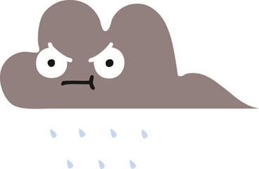 flat color retro cartoon storm rain cloud