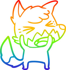 rainbow gradient line drawing angry cartoon fox