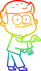 rainbow gradient line drawing cartoon happy man