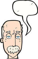 cartoon bored old man with speech bubble