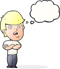 cartoon disappointed man with thought bubble
