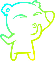 cold gradient line drawing cartoon whistling bear