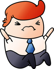gradient cartoon of an angry kawaii business man