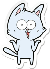 sticker of a funny cartoon cat