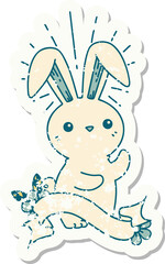 grunge sticker of tattoo style cute bunny