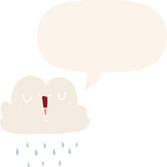 cartoon storm cloud and speech bubble in retro style