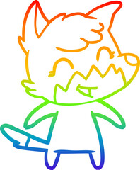 rainbow gradient line drawing happy cartoon fox