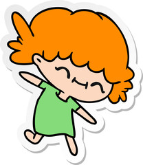 sticker cartoon of cute kawaii girl