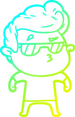 cold gradient line drawing cartoon cool guy