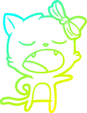 recommend clip art: cold gradient line drawing cartoon yawning cat