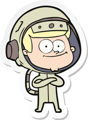 sticker of a happy astronaut cartoon