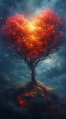 Fototapeta premium Red heart shaped confetti. AI generated art illustration.