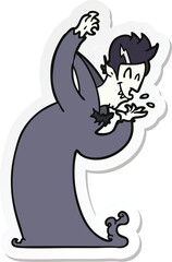 sticker of a cartoon vampire